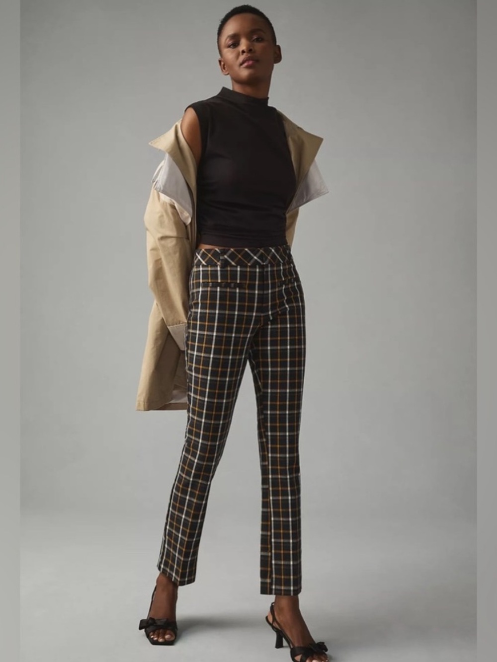 Anthropologie The Essential Black Plaid Trouser Pants. Size 6.